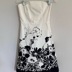 ANN TAYLOR PETITES WOMENS COTTON MINI STRAPLESS DRESS